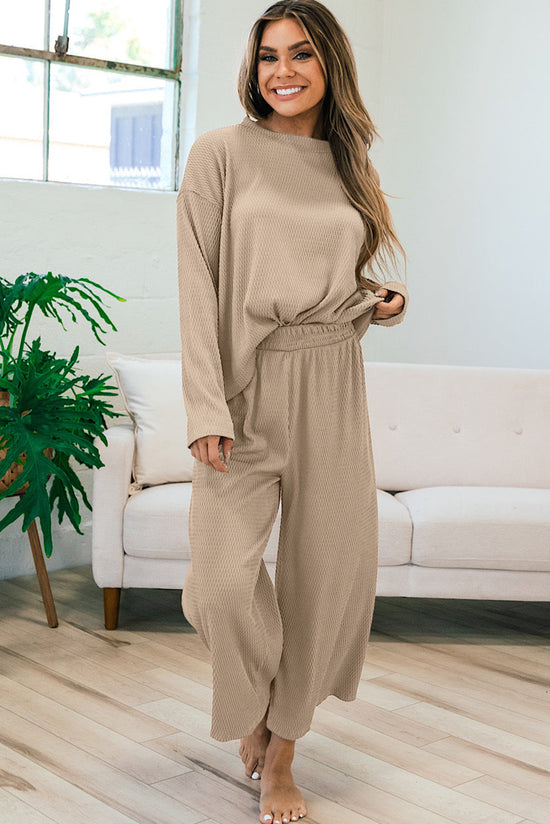 Large textured sweater and pants *