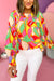 Yellow blouse with puffy sleeves and abstract print