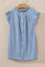 Retro high in pleated chambray with ruffles and buttoned on the back beautiful blue