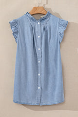 Retro high in pleated chambray with ruffles*