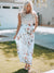 Long white dress without sleeve with floral print and stripes with pocket