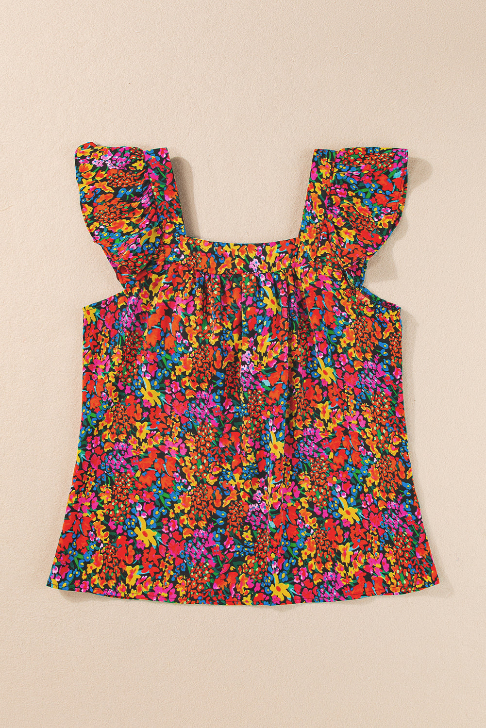 Blusa nodo a tappo a tappo a stampa floreale multicolore