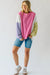 Long sleeve top in striped patchwork with pink sodium stitching