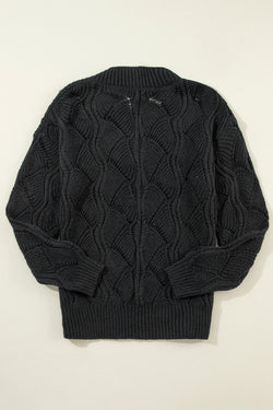 Black Pull in openwork knit in v * collar