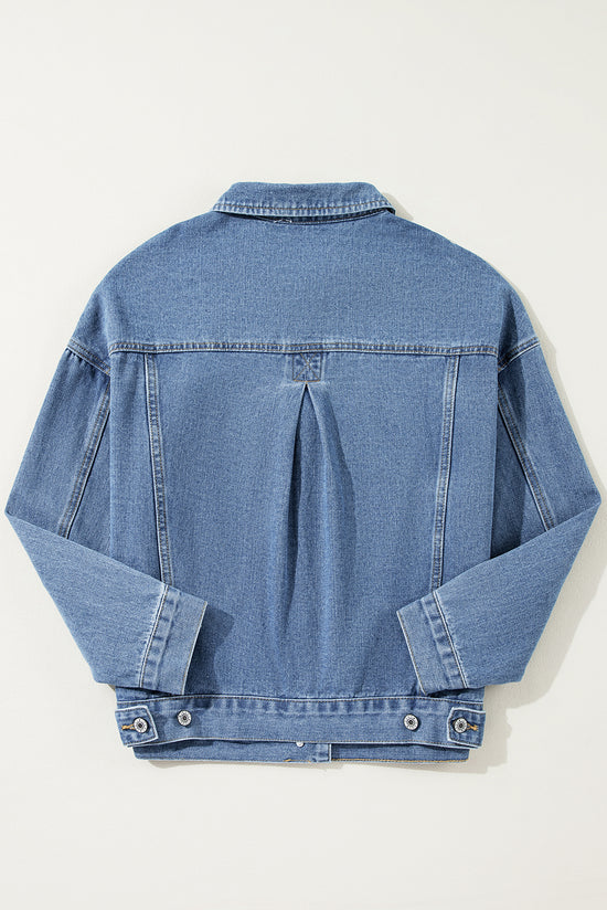 Veste en jean oversize délavée à poches bleu clair