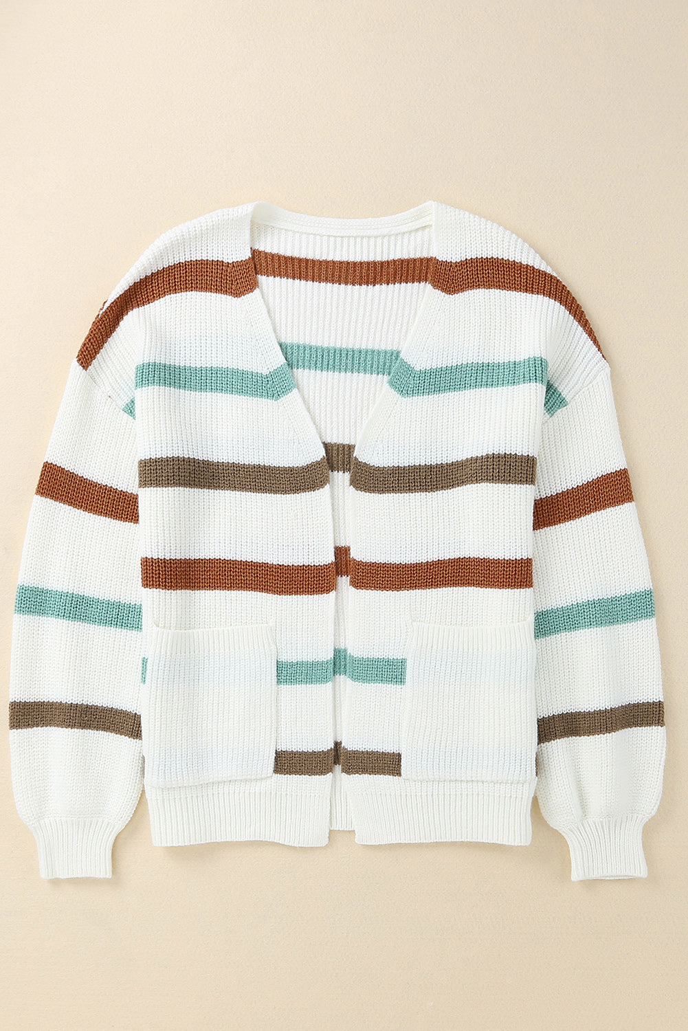 BEIGE DROP GLI SCRIPE STRIPE MWATH CARDIGAN