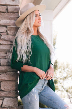 Smocked green top with wrists