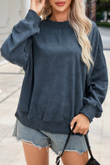 Sky blue crew neck sweatshirt with dropped shoulders