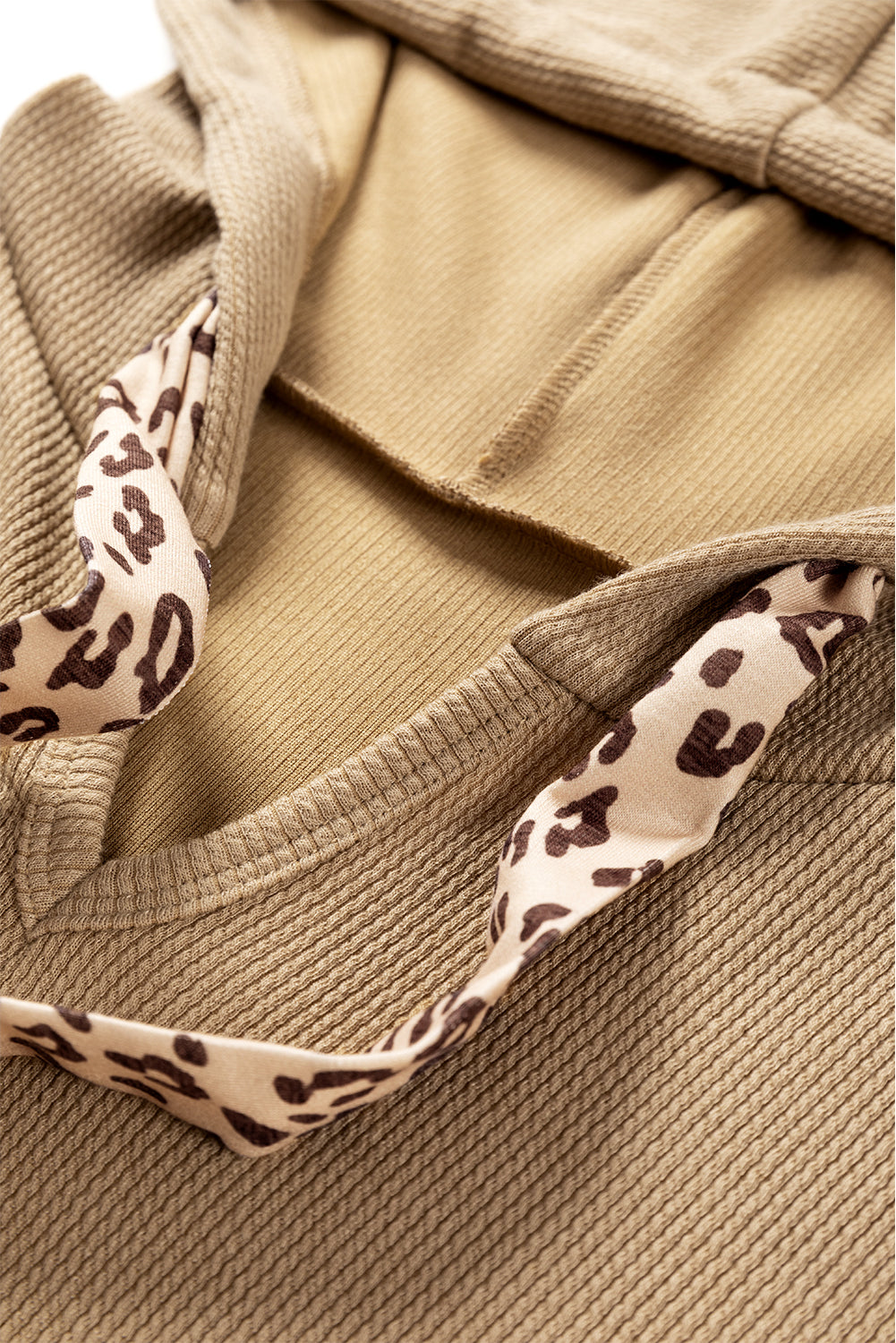 Khaki Leopard Patchwork Culcata con cappuccio con cappuccio