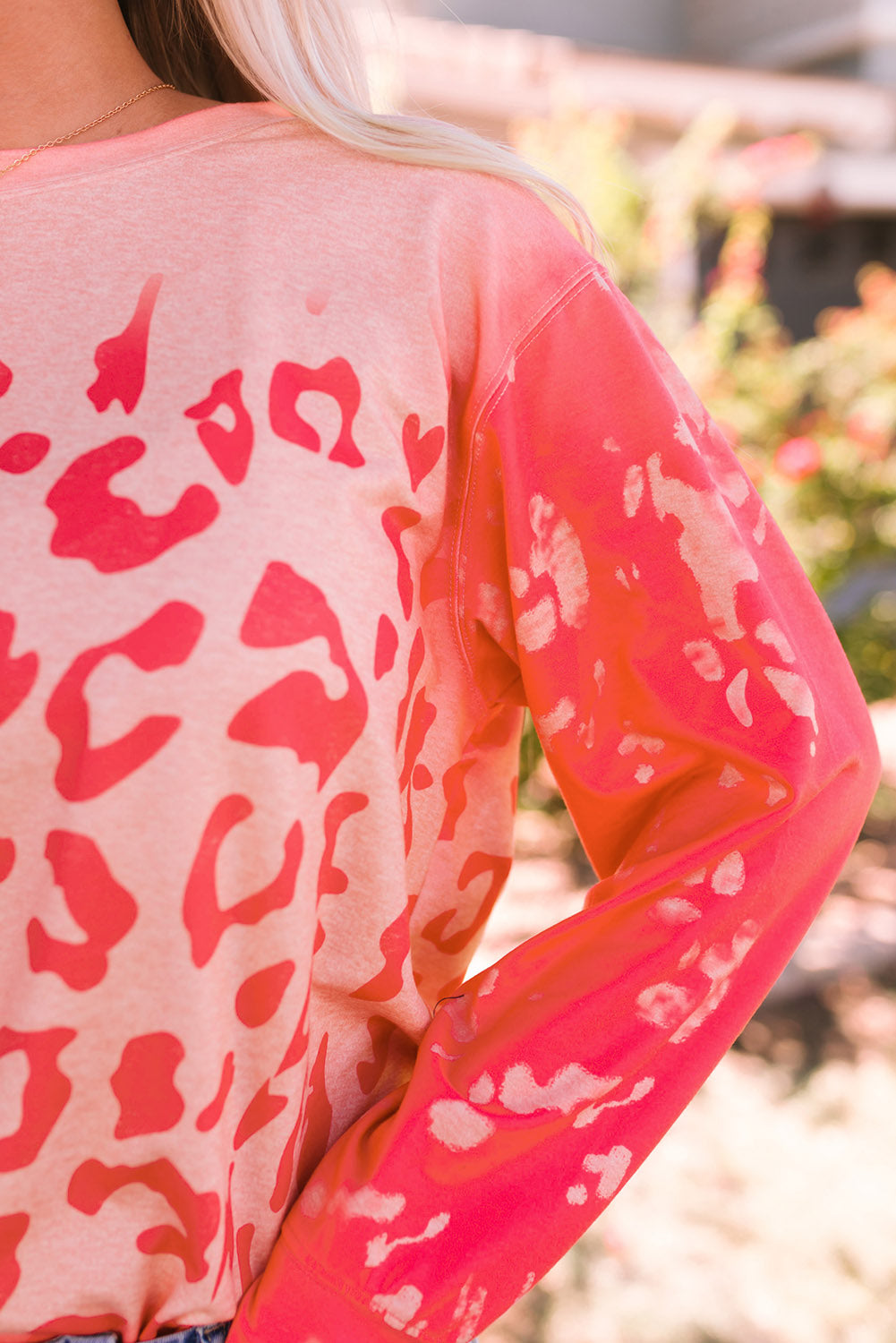 Bleached Pink Cheetah Print Sweatshirt