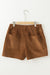 Vintage brown corduroy shorts with elastic waist and back pockets