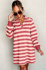 Large lamp with V -neck and long pink sleeve dress