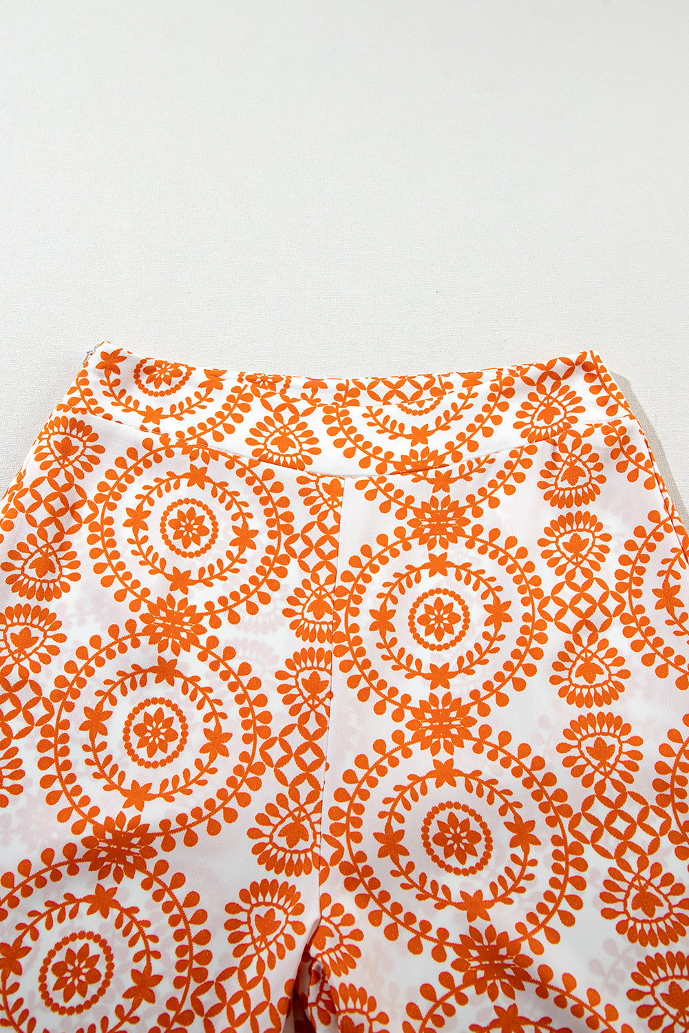 Orange Boho Retro Blumendruck mit weitem Beinhose