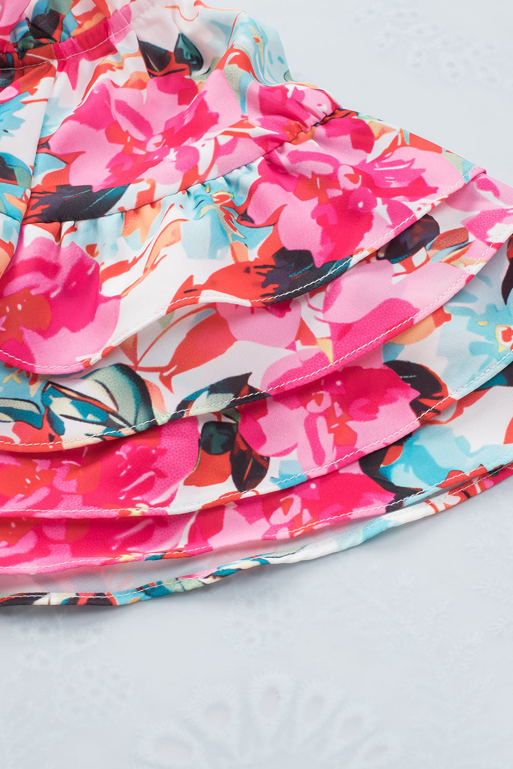 Rose Ruffle Flutter Sleve Floral Print Print