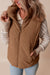 Coffee corduroy zipped stand-up collar down vest