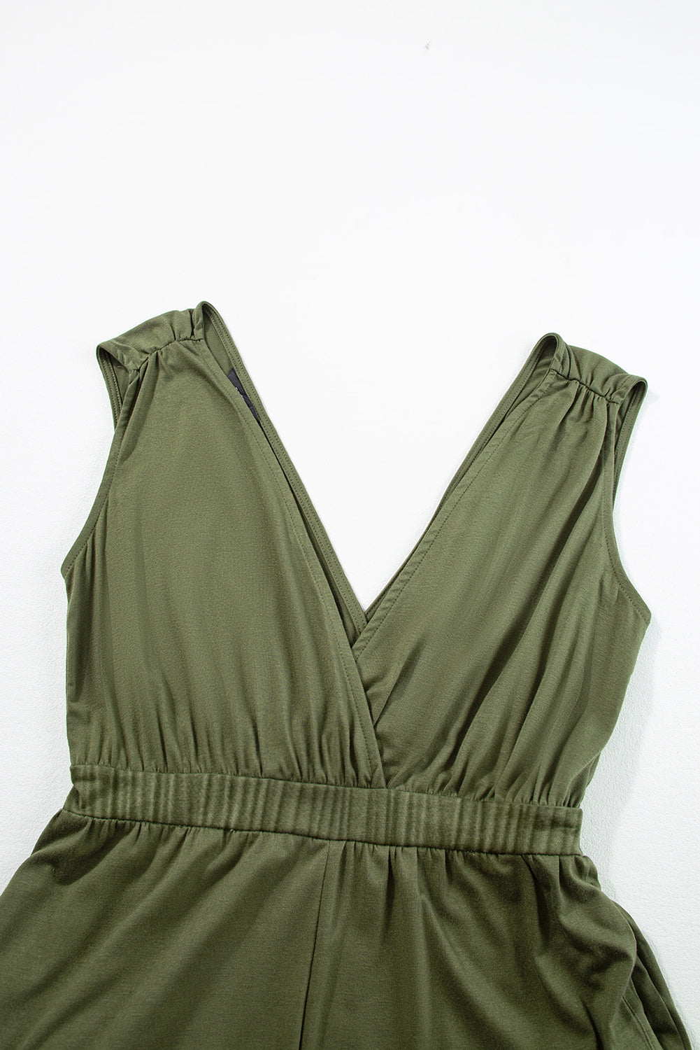 Jungle Green Deep V plissé Crisscross Ligne large Jumps à saut