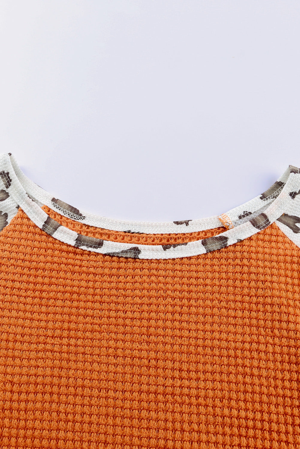 Orange Leopard Colorblock Waffel Strickdeckel