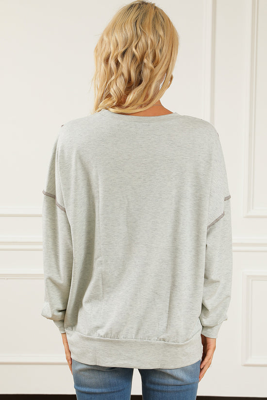 Asymmetrical loose sweatshirt with leopard texture