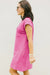 Pink Textured Sachet T-Shirt Dress with Cap Sleeves