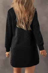 Black right-down mini-darling in jacquard with zipper on a quarter