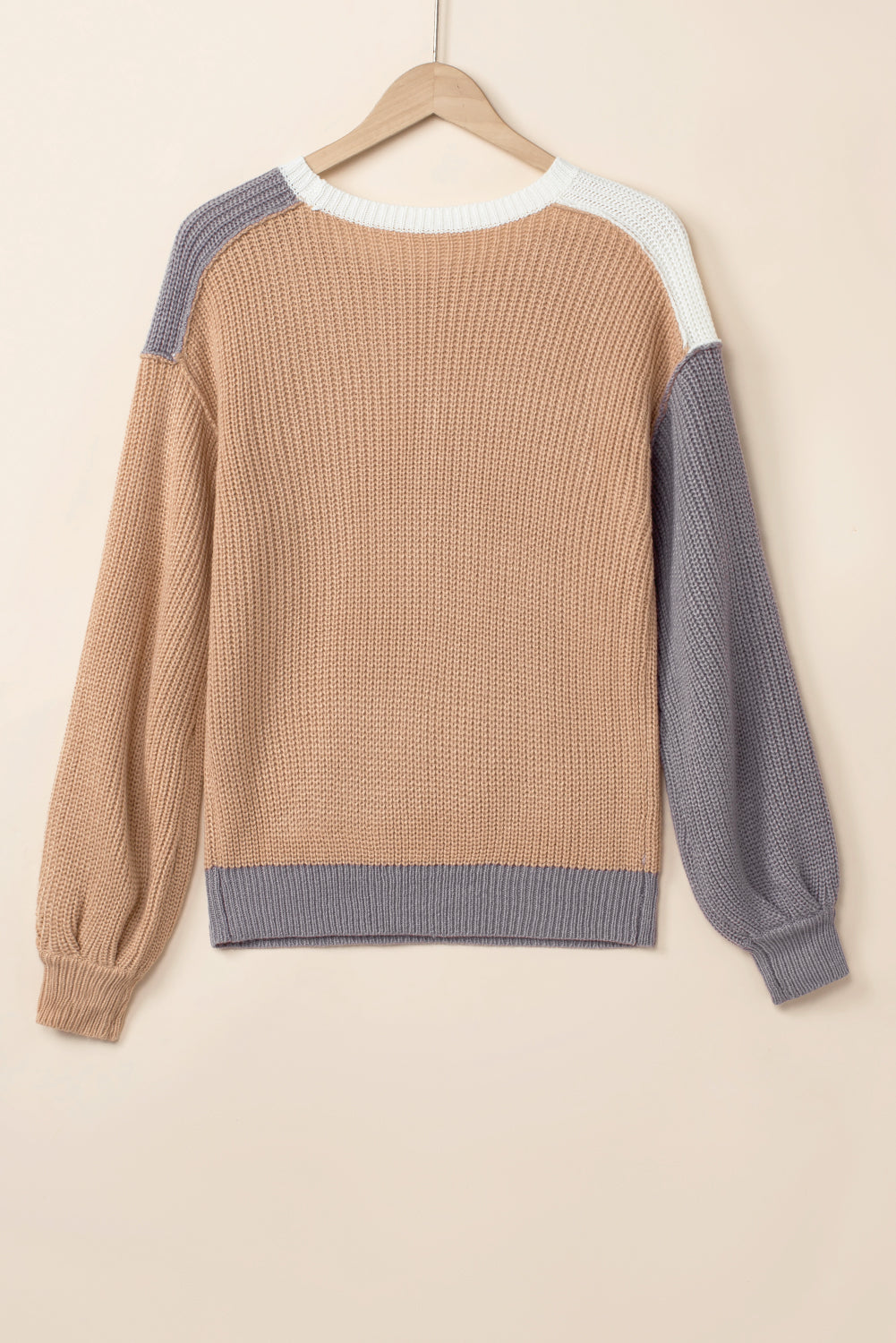 Multicolored color block patchwork loose sweater