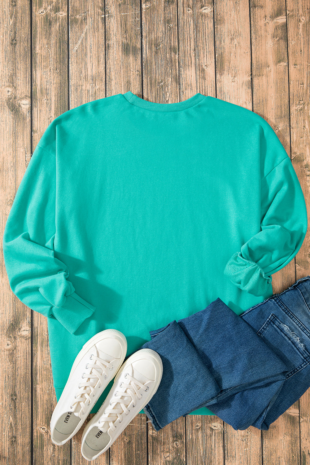 Sudadera aruba azul une con cuello redondo redondo y bajo y bajo