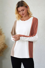 Apricot color block Dolman knit top