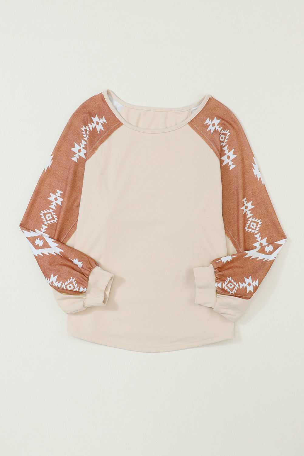 Apricot Western Print Patch Langschläfe Top