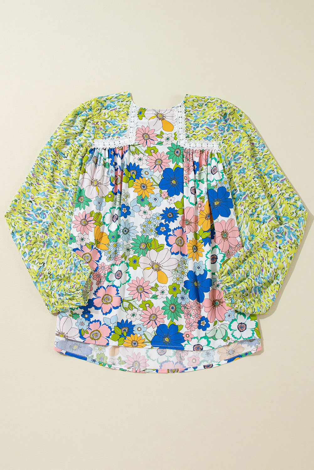 Chemisier vert à manches longues et imprimé floral mélangé-A WOMAN WE LOVE