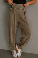 Pantalon décontracté taille haute style jogging