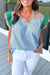 Color bloc bleu bloc blusa *