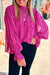 Fluid blouse gathered with puffy sleeves and pink leopard