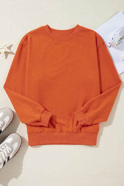 Plain orange crew neck sweatshirt with dropped shoulders