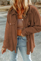 Brown casual jacket with contrast flap pockets