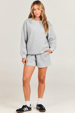 Ensemble 2 pièces sweat-shirt et short uni gris clair