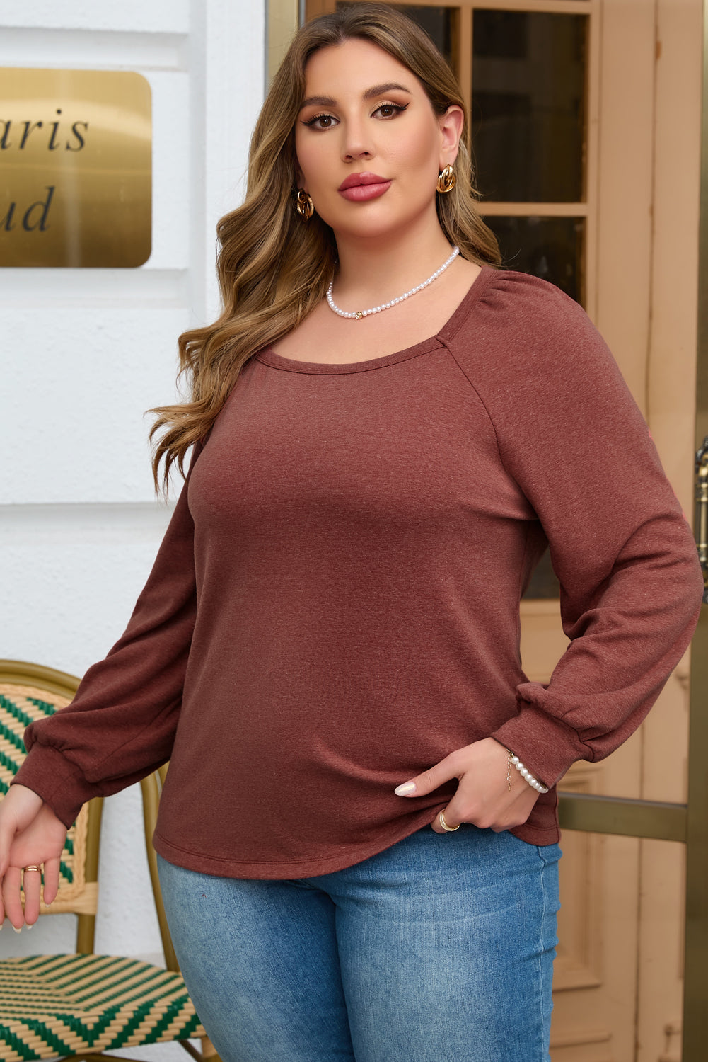 Nicco quadrato di fiamma dorata Plus size in maglia