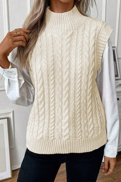 High collar sweater in twisted oats *