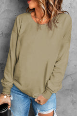 Plain khaki crew neck sweatshirt