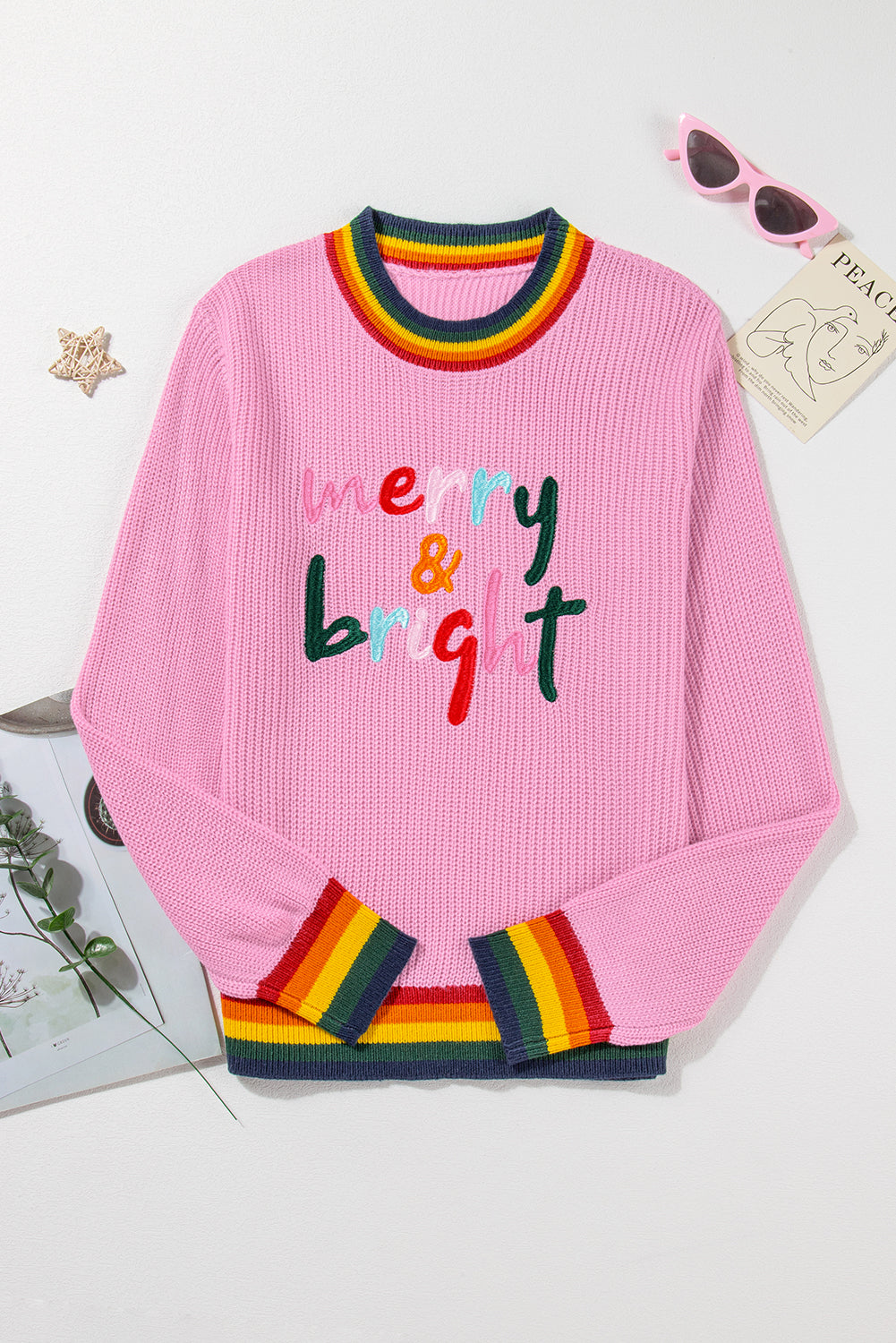 Bonbon Merry & Bright Bunt Stripes Trimmpullover