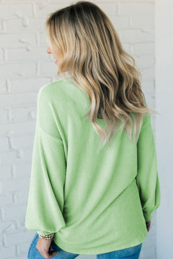 Moonlight Jade - Solid Cord Drop Shoulder Ribbed Sweater Top