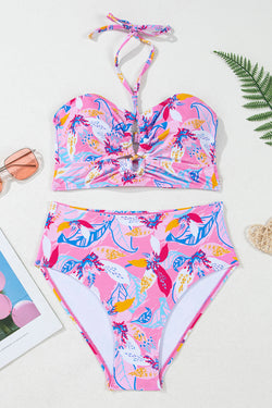 Bikini taille haute imprimé floral rose *-A WOMAN WE LOVE