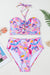 Bikini taille haute imprimé floral rose *