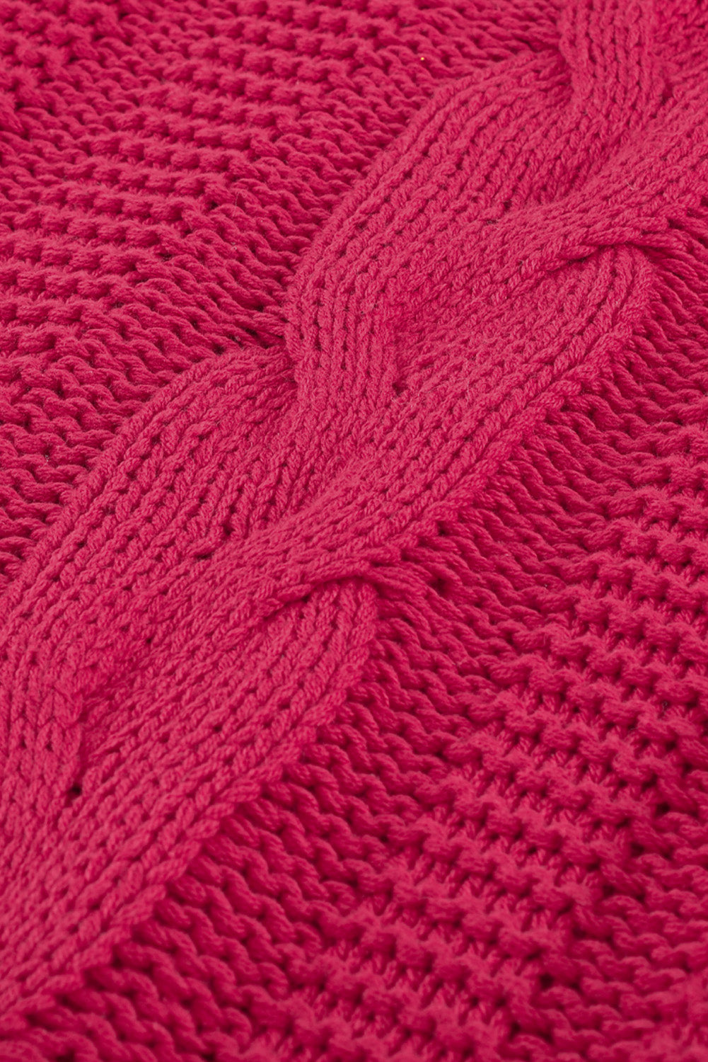 Rose Bubblegum V-Neck geflochtener Strickpullover