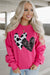 Strawberry Pink Sequin Double Heart Graphic Sweatshirt