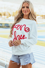 Tinsel Game Day Graphics White Sweins con hombros caídos