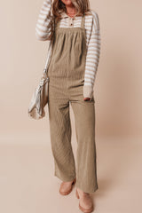 Gris Morn - Loose Corduroy Overalls with Solid Pockets