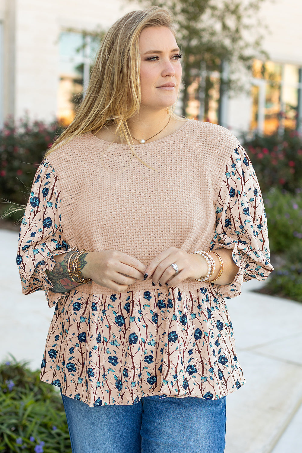 Haut beige en faux deux pièces  grande taille *