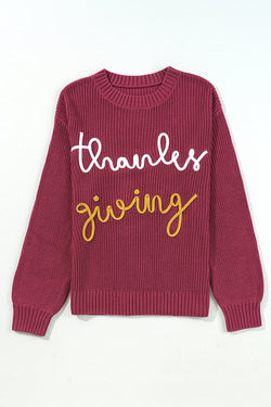 Red Sandalwood Thank You Letter Crewneck Sweater