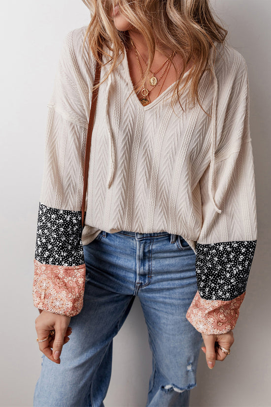 Blusa beige con cordón apretado *