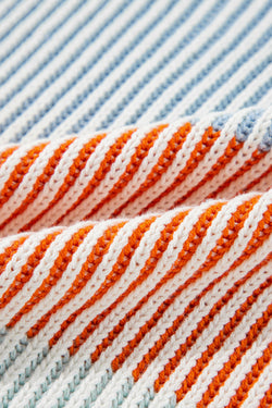 Pull multicolore à manches bulles en tricot texturé color block *